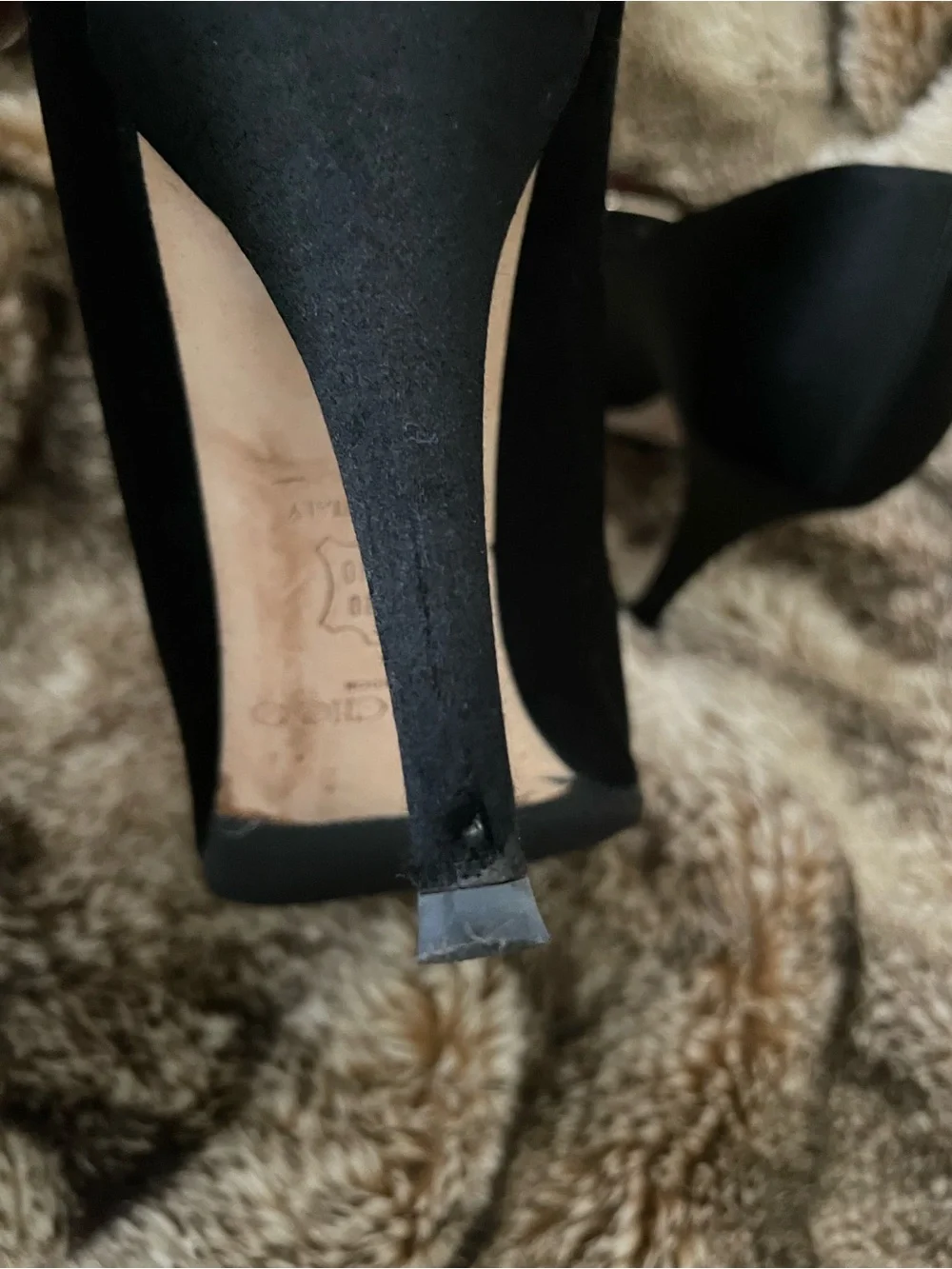 Jimmy Choo Black Satin Pumps with Gold & Red Embellishment - Picture 5 of 6